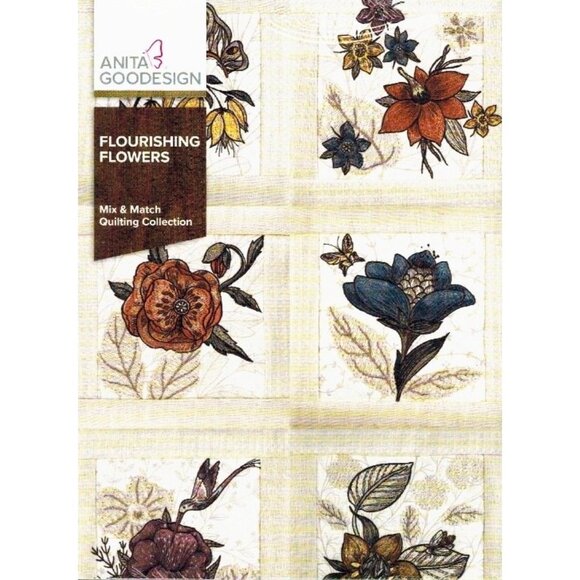 Anita Goodesign Embroidery Flourishing Flowers Quilting Collection 5-14" hoop - Picture 10 of 12